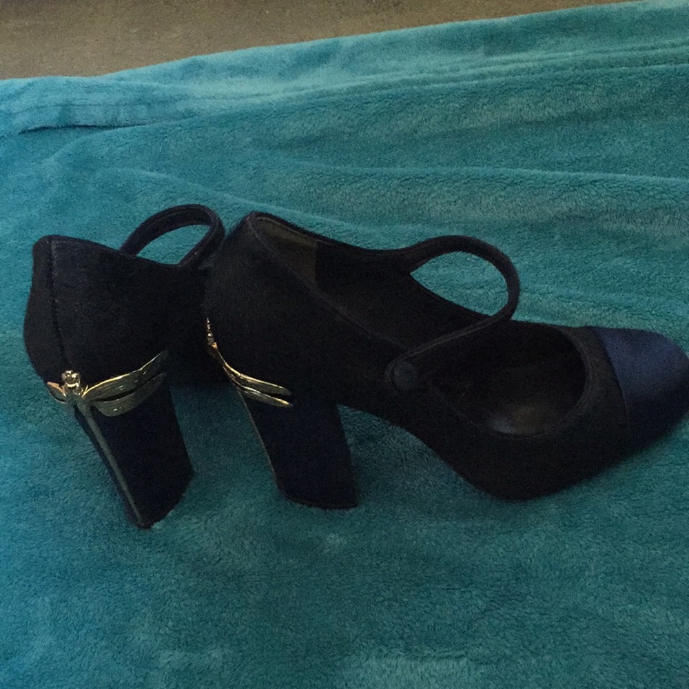 Tory Burch calf hair and satin block heel